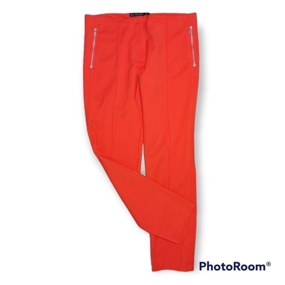 Zara Basic Trendy bright red pull on zipper pockets skinny leg versatile pants - Picture 5 of 7